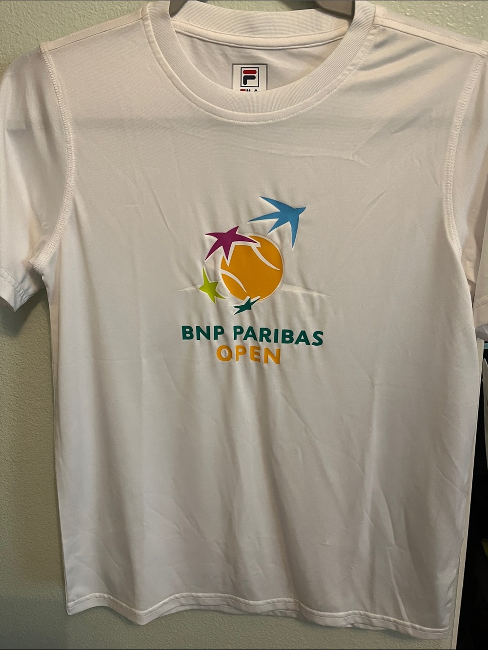 Fila White Kids BNP Paribas Open Logo Tee with Multicolor Stars